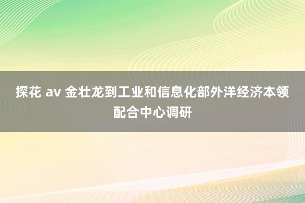 探花 av 金壮龙到工业和信息化部外洋经济本领配合中心调研