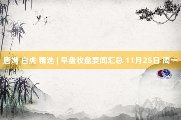 唐嫣 白虎 精选 | 早盘收盘要闻汇总 11月25日 周一