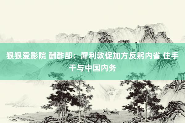 狠狠爱影院 酬酢部：犀利敦促加方反躬内省 住手干与中国内务