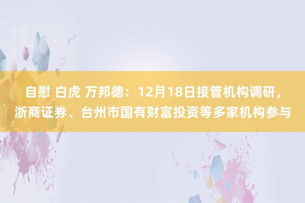 自慰 白虎 万邦德：12月18日接管机构调研，浙商证券、台州市国有财富投资等多家机构参与