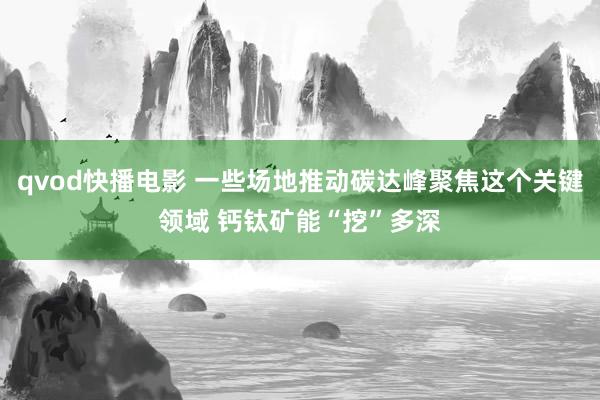 qvod快播电影 一些场地推动碳达峰聚焦这个关键领域 钙钛矿能“挖”多深
