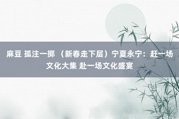麻豆 孤注一掷 （新春走下层）宁夏永宁：赶一场文化大集 赴一场文化盛宴