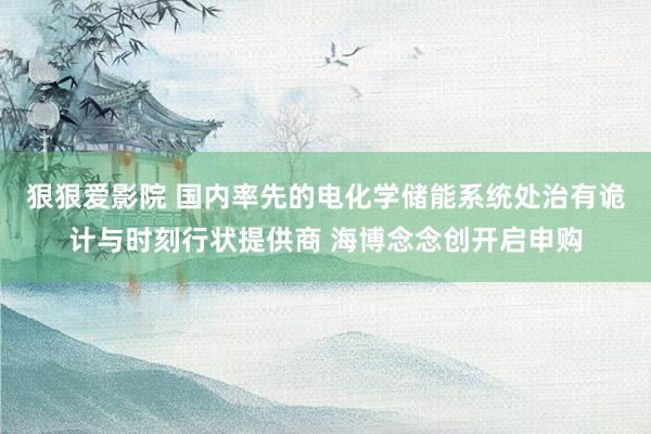 狠狠爱影院 国内率先的电化学储能系统处治有诡计与时刻行状提供商 海博念念创开启申购