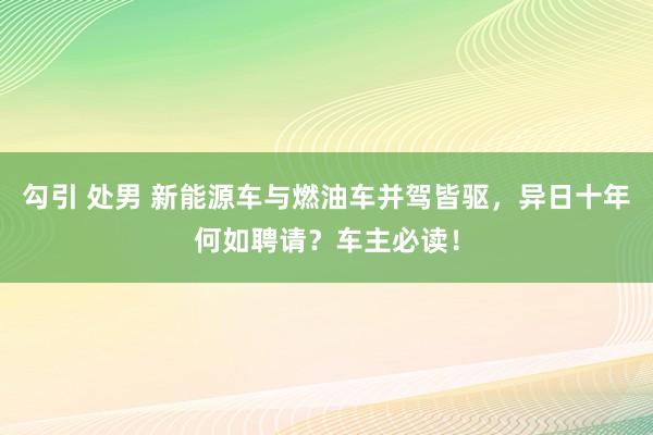 勾引 处男 新能源车与燃油车并驾皆驱，异日十年何如聘请？车主必读！