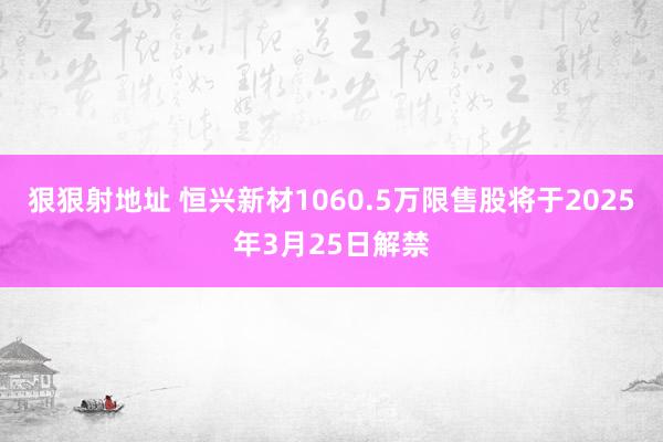 狠狠射地址 恒兴新材1060.5万限售股将于2025年3月25日解禁