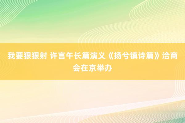 我要狠狠射 许言午长篇演义《扬兮镇诗篇》洽商会在京举办