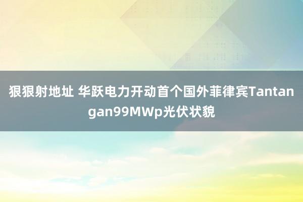 狠狠射地址 华跃电力开动首个国外菲律宾Tantangan99MWp光伏状貌