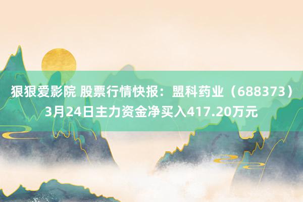 狠狠爱影院 股票行情快报：盟科药业（688373）3月24日主力资金净买入417.20万元
