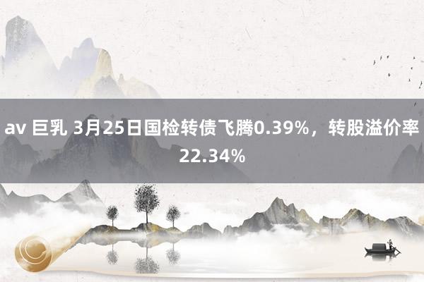 av 巨乳 3月25日国检转债飞腾0.39%，转股溢价率22.34%