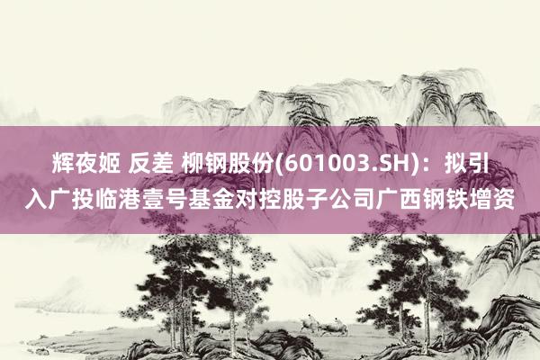 辉夜姬 反差 柳钢股份(601003.SH)：拟引入广投临港壹号基金对控股子公司广西钢铁增资