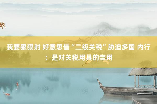我要狠狠射 好意思借“二级关税”胁迫多国 内行：是对关税用具的滥用