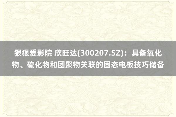 狠狠爱影院 欣旺达(300207.SZ)：具备氧化物、硫化物和团聚物关联的固态电板技巧储备