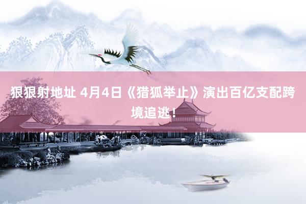狠狠射地址 4月4日《猎狐举止》演出百亿支配跨境追逃！