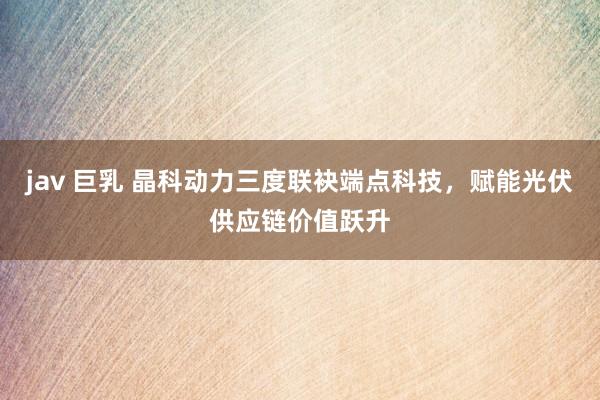 jav 巨乳 晶科动力三度联袂端点科技，赋能光伏供应链价值跃升