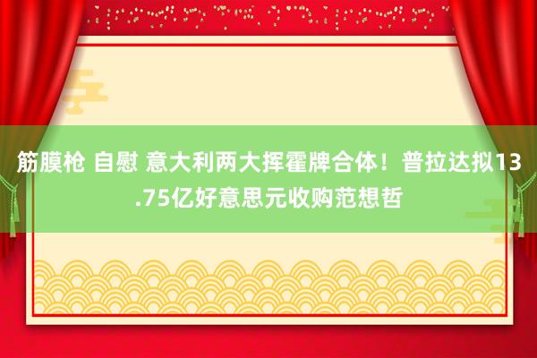 筋膜枪 自慰 意大利两大挥霍牌合体！普拉达拟13.75亿好意思元收购范想哲