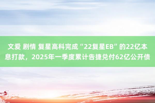 文爱 剧情 复星高科完成“22复星EB”的22亿本息打款，2025年一季度累计告捷兑付62亿公开债