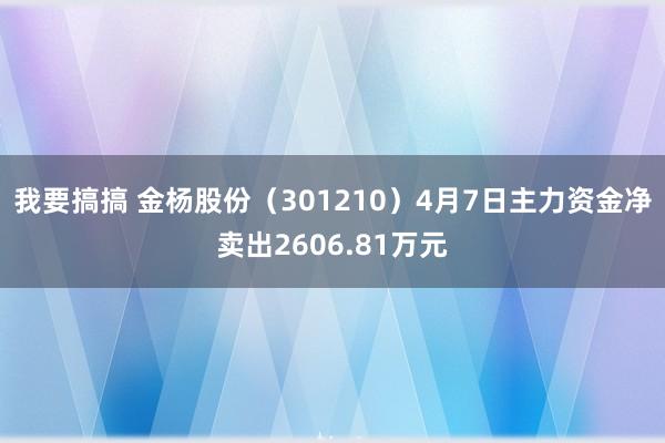 我要搞搞 金杨股份（301210）4月7日主力资金净卖出2606.81万元
