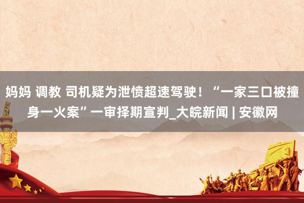 妈妈 调教 司机疑为泄愤超速驾驶！“一家三口被撞身一火案”一审择期宣判_大皖新闻 | 安徽网