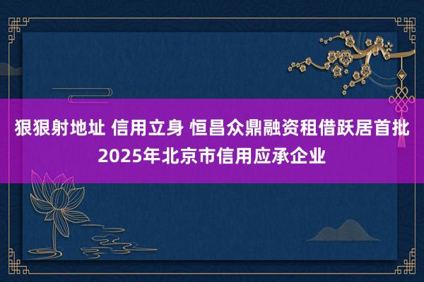 狠狠射地址 信用立身 恒昌众鼎融资租借跃居首批2025年北京市信用应承企业