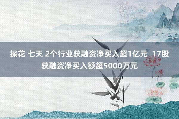 探花 七天 2个行业获融资净买入超1亿元  17股获融资净买入额超5000万元