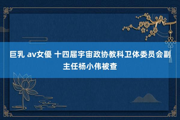 巨乳 av女優 十四届宇宙政协教科卫体委员会副主任杨小伟被查