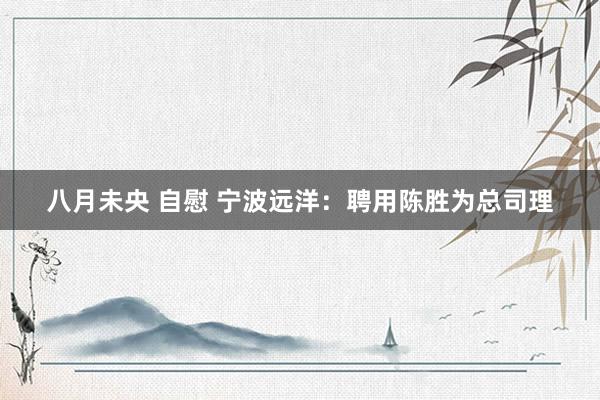 八月未央 自慰 宁波远洋：聘用陈胜为总司理