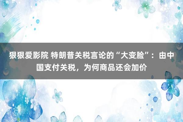 狠狠爱影院 特朗普关税言论的“大变脸”：由中国支付关税，为何商品还会加价