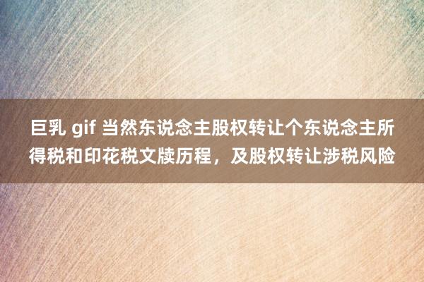 巨乳 gif 当然东说念主股权转让个东说念主所得税和印花税文牍历程，及股权转让涉税风险